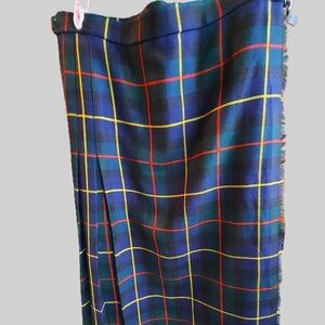 Wool Vintage Scottish PLAID kilt, leather buckles. ACADEMIA